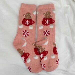 NEW Festive Pink Gingerbread Socks